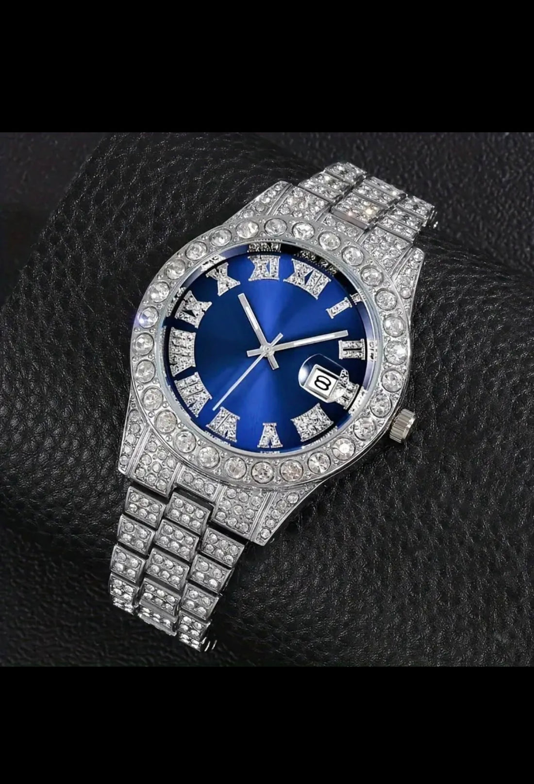 Luxury Diamond Iced Watch with Date & Time
