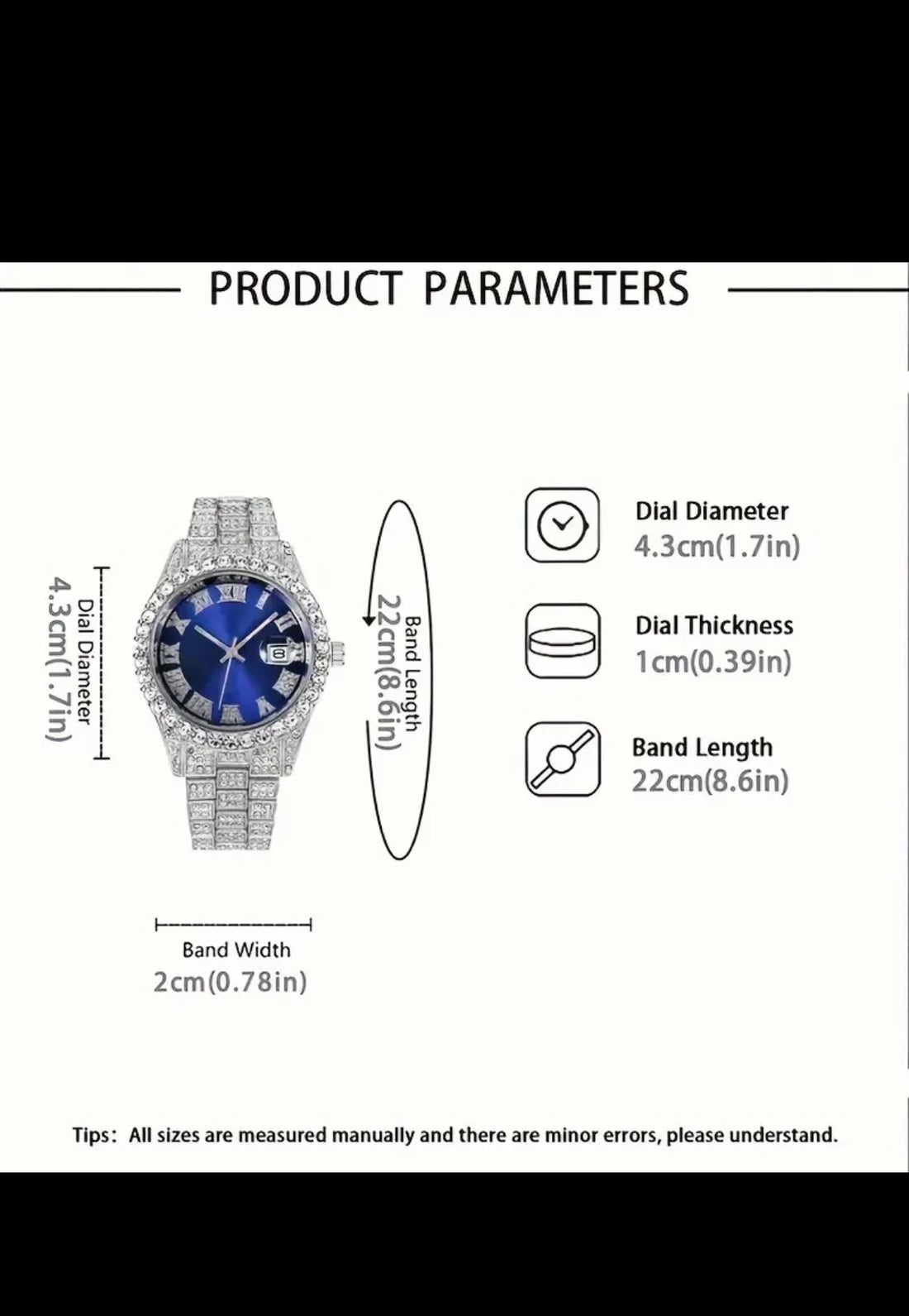 Luxury Diamond Iced Watch with Date & Time