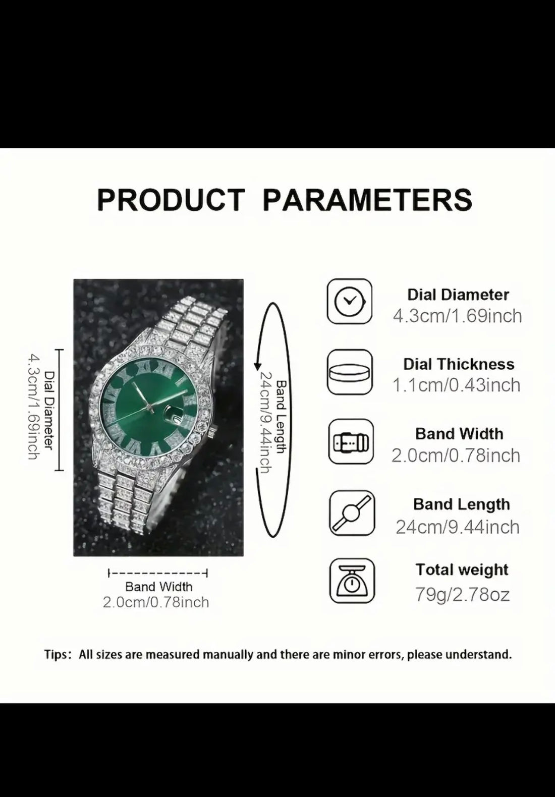 Luxury Diamond Iced Watch with Date & Time