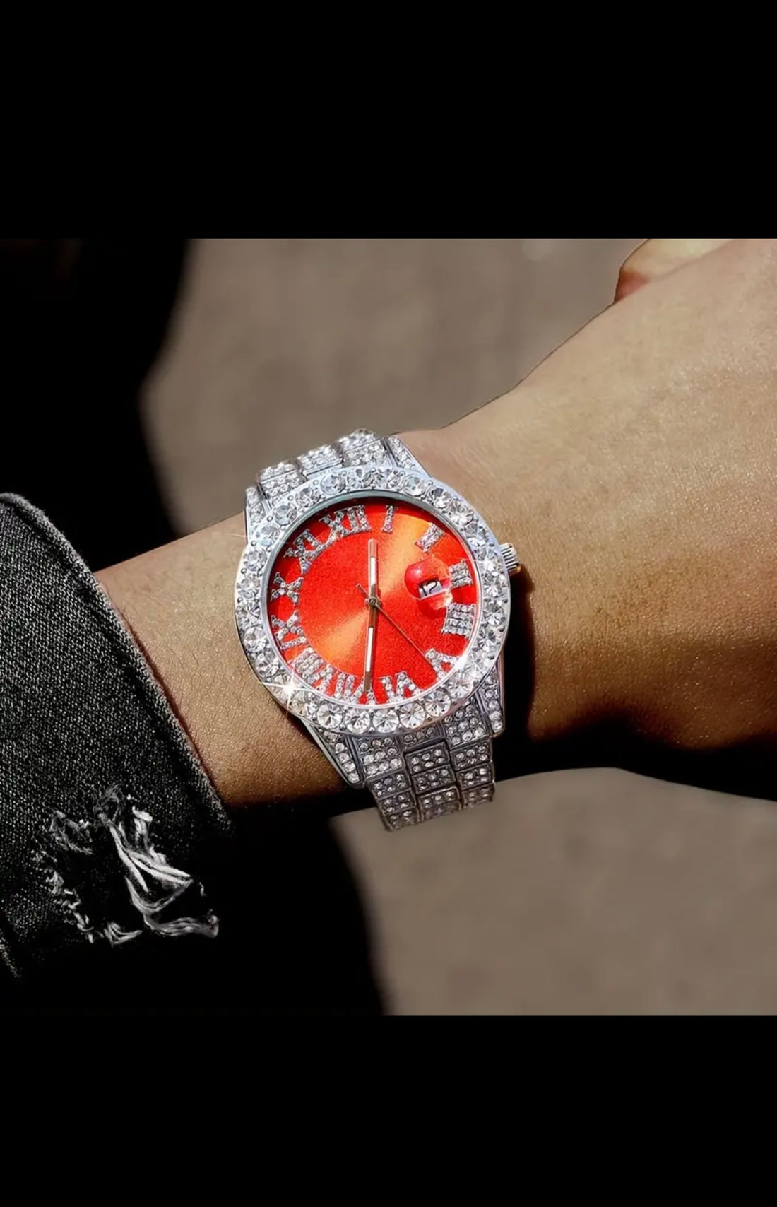 Luxury Diamond Iced Watch with Date & Time