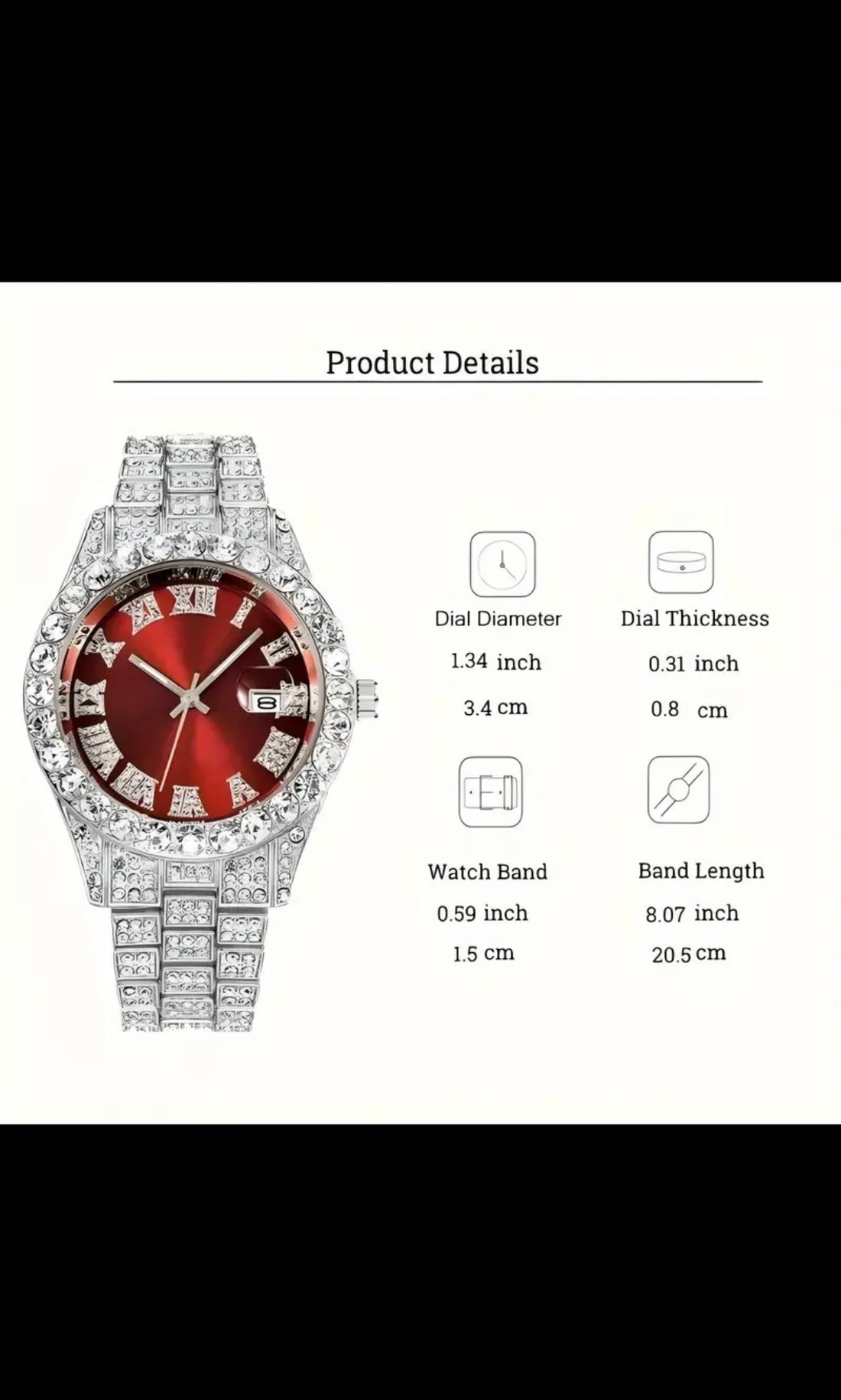 Luxury Diamond Iced Watch with Date & Time