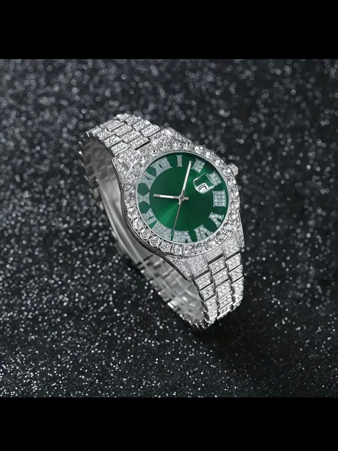 Luxury Diamond Iced Watch with Date & Time